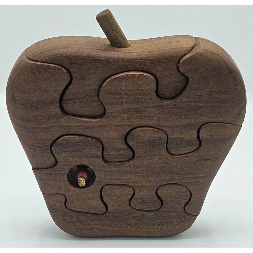 6" Tall Wooden Fruit-  Apple - 4 Piece 3D Jigsaw Puzzle Mind Teacher Gift